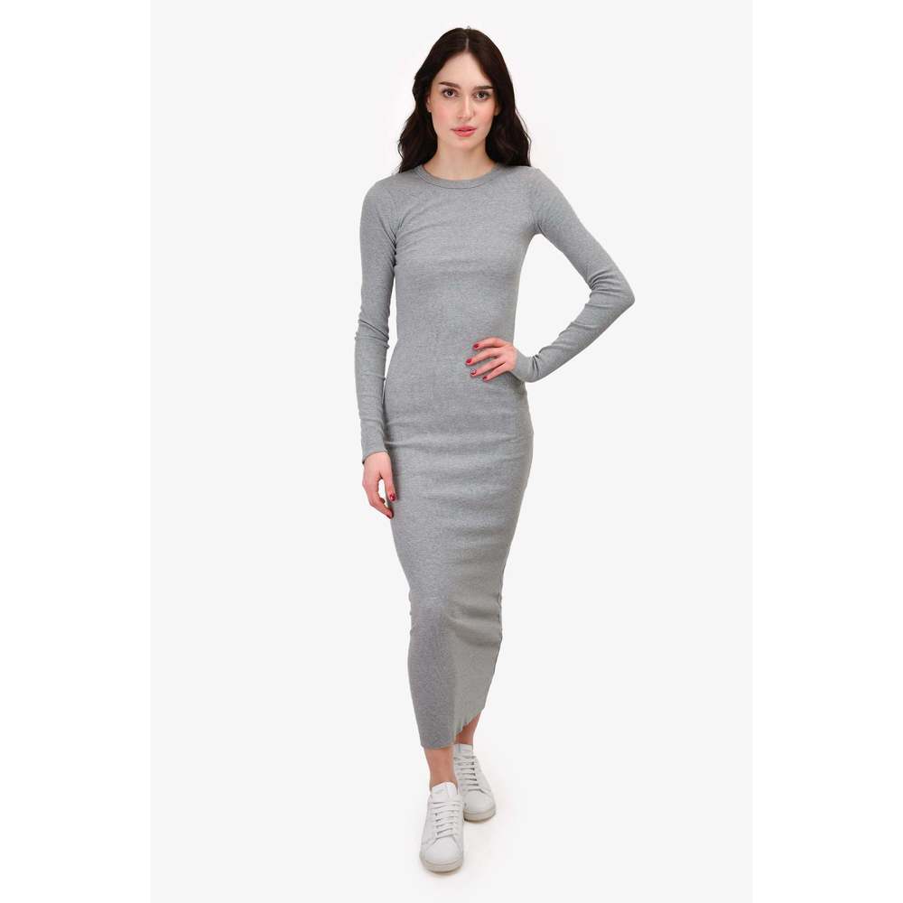 Eterne Grey Knit Ribbed Maxi Dress Size S